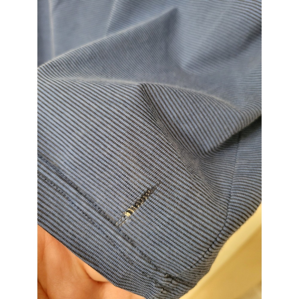 Polo by Ralph Lauren Shirt Men's L Blue Striped Embroidered Custom Fit HAS FLAW - Picture 6 of 6